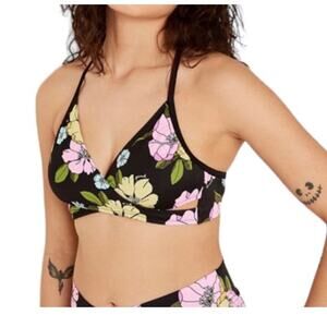 VS Pink S/M wrap criss cross high waist floral bikini set SW2 2847